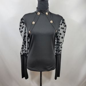 NWT Chic Me Black High Neck Blouse Sz XL